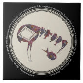 Mimbres Pottery Design Crane Eating Fish Fliese (Vorderseite)