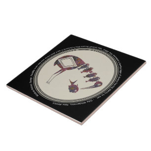 Mimbres Pottery Design Crane Eating Fish Fliese