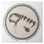 Mimbres Pottery Design Crane Eating Fish Fliese (Vorderseite)