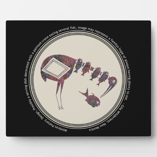 Mimbres Pottery Design Crane Eating Fish Fotoplatte (Vorderseite)