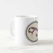 Mimbres Pottery Design Crane Eating Fish Kaffeetasse (Vorderseite Links)