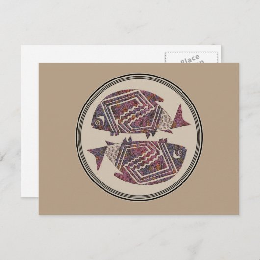 Mimbres Pottery Design Postkarte (Vorne/Hinten)