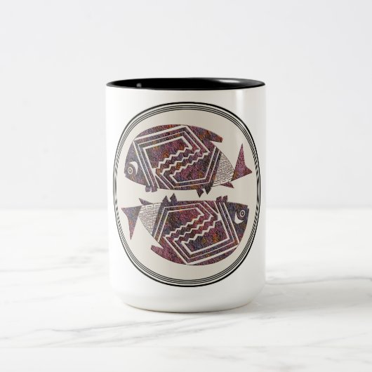 Mimbres Pottery Design Zweifarbige Tasse (Mittel)