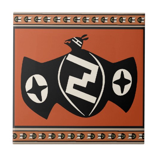 Mimbres Tribal Bat Fliese (Vorderseite)