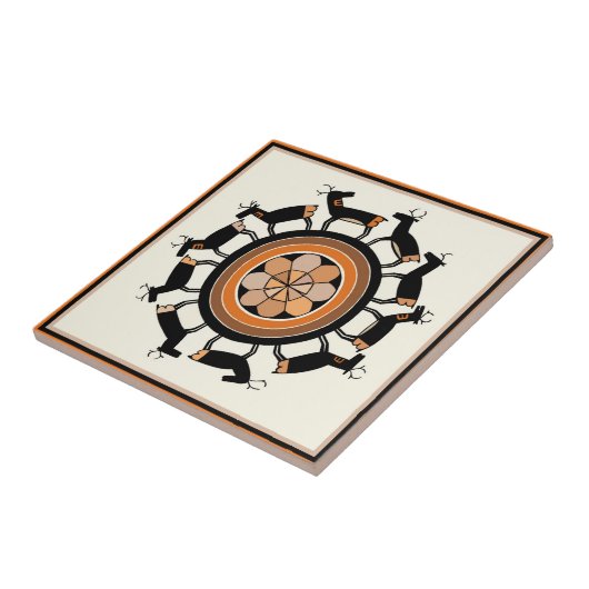 Mimbres Tribal Deer Ritual Fliese (Seite)