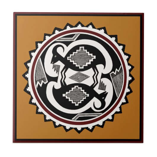 Mimbres Tribal Spirits Fliese (Vorderseite)