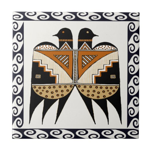 Mimbres Twin Birds Fliese (Vorderseite)