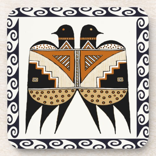Mimbres Twin Birds Getränkeuntersetzer (Vorderseite)