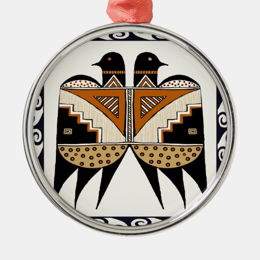 Mimbres Twin Birds Ornament Aus Metall (Vorne)