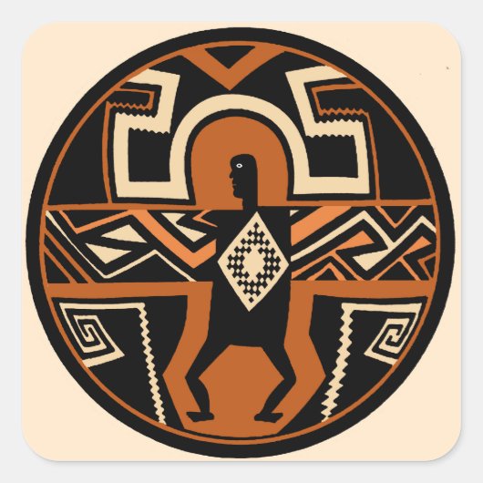Mimbres Warrior Quadratischer Aufkleber (Vorderseite)