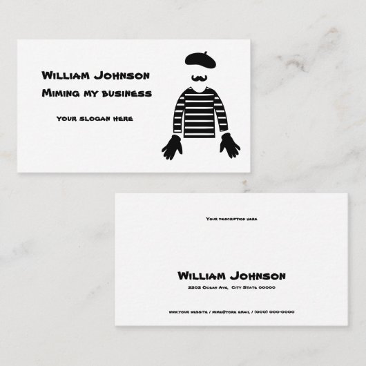 Mime-Pantomime-Mimitoring meiner Business-Karte Visitenkarte (Vorne/Hinten)