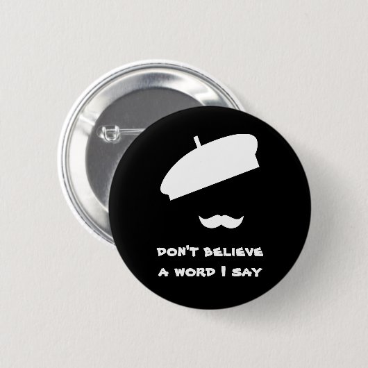 Mime Pantomime Silent Black Button (Vorne & Hinten)