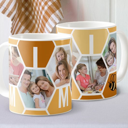 Mimi 5 Foto Editable 4 Letter Bee and Honeycomb Kaffeetasse