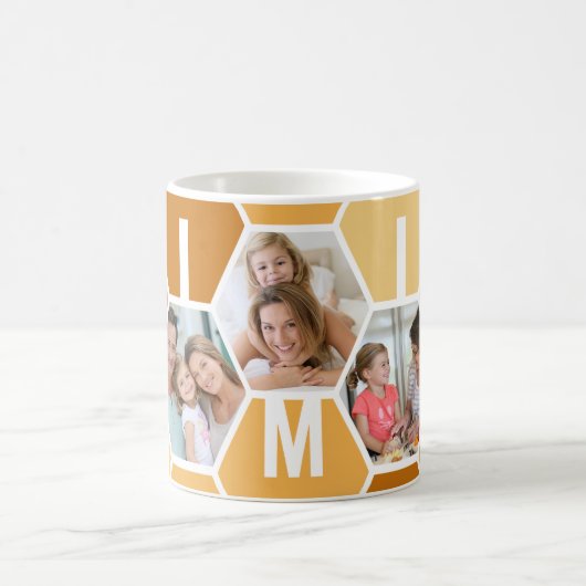 Mimi 5 Foto Editable 4 Letter Bee and Honeycomb Kaffeetasse (Mittel)