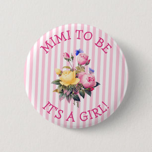 MIMI als rosa Blumendusche Button