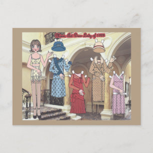 Mimi, Art Deco Lady of 1928 Paper Doll Postcard Postkarte