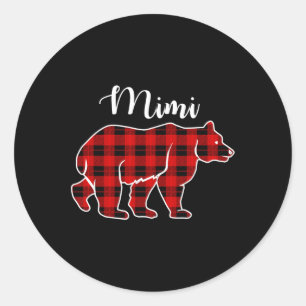 Mimi Bear Karierte Weihnachtskostüme Matching Fam Runder Aufkleber