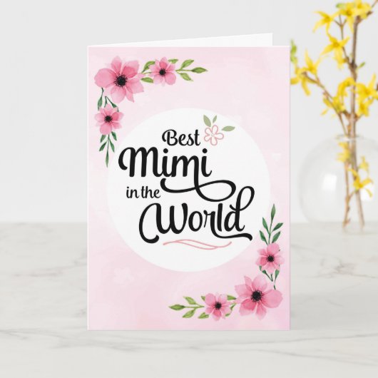 Mimi Birthday - Bestes Mimi der Welt mit Blume Karte (Gelbe Blume)