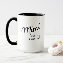 Mimi Black and White Minimalist Est Year  Tasse
