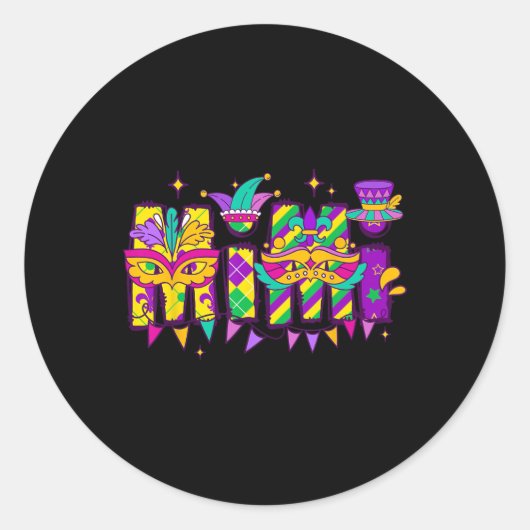 Mimi Bundle Mardi Gras Happy Mardi Gras Familie Runder Aufkleber (Vorderseite)