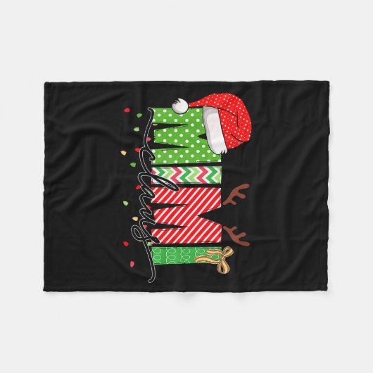 Mimi Claus Christmas Lights Pajama Family Matching Fleecedecke (Vorderseite (Horizontal))