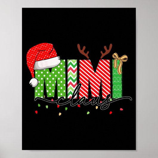 Mimi Claus Christmas Lights Pajama Family Matching Poster (Vorne)