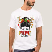 Mimi Claus Messy Bun Wink Augen Weihnachtsdekorati T-Shirt (Vorderseite)