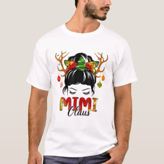 Mimi Claus Messy Bun Wink Augen Weihnachtsdekorati T-Shirt