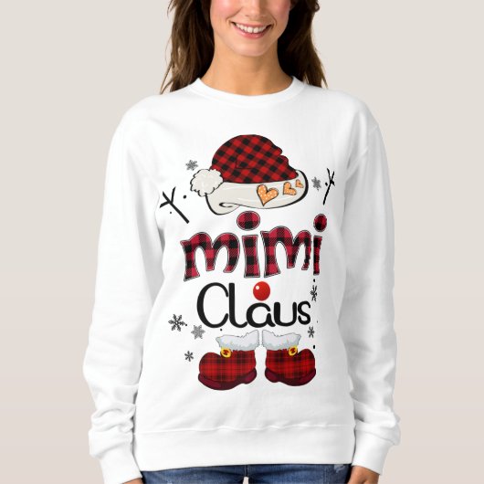 Mimi Claus Red Kariert Grandma Gift Sweatshirt (Vorderseite)