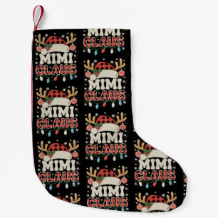 Mimi Claus rote Buffalo Plaid Weihnachtslichter Xm Kleiner Weihnachtsstrumpf