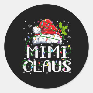 Mimi Claus Weihnachtslicht Pajama Familie Matching Runder Aufkleber