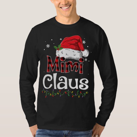 Mimi Claus Weihnachtsmannmütze Red Kariert Buffalo T-Shirt (Vorderseite)