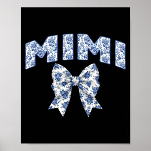 Mimi Coquette Toile Blaues Blumen-Schleifen-Famili Poster