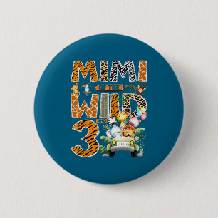 Mimi der wilden drei 3. Geburtstagsjunge Safari Button