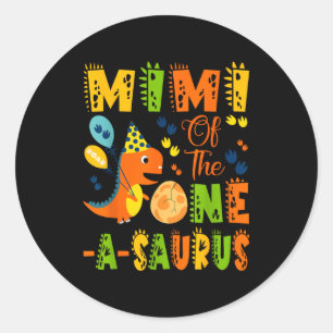 Mimi des One-a-Saurus zum 1. Geburtstag Dinosaurie Runder Aufkleber