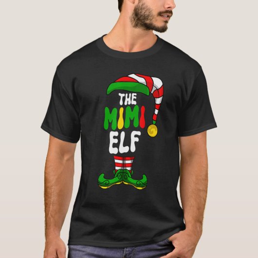 Mimi Elf Pajama Matching Group Weihnachtsfeiertag T-Shirt (Vorderseite)