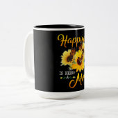 Mimi-Geschenk| Glück ist eine Mimi Sonnenblume Zweifarbige Tasse (Vorderseite Links)