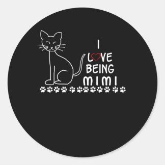 Mimi Gift | I Liebe Mimi Cat Lovely Runder Aufkleber