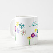Mimi - helle Blumen für sie Kaffeetasse (Vorderseite Links)