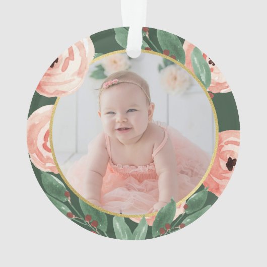 Mimi Liebe Floral Berry Rose mit Foto Ornament (Rückseite)