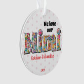 Mimi Liebe Pink Green Blume Chic Weihnachten Foto Ornament (Vorderseite)