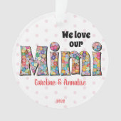 Mimi Liebe Pink Green Blume Chic Weihnachten Foto Ornament (Vorderseite)