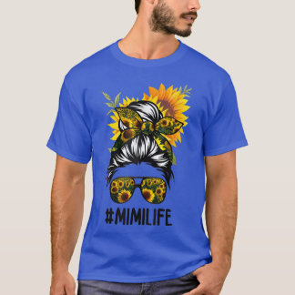 Mimi Life Messy Hair Bun Sonnenblume Frauen Mutter T-Shirt
