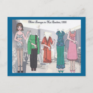 Mimi Lounges in ihrer Boudoir Paper Doll Postkarte
