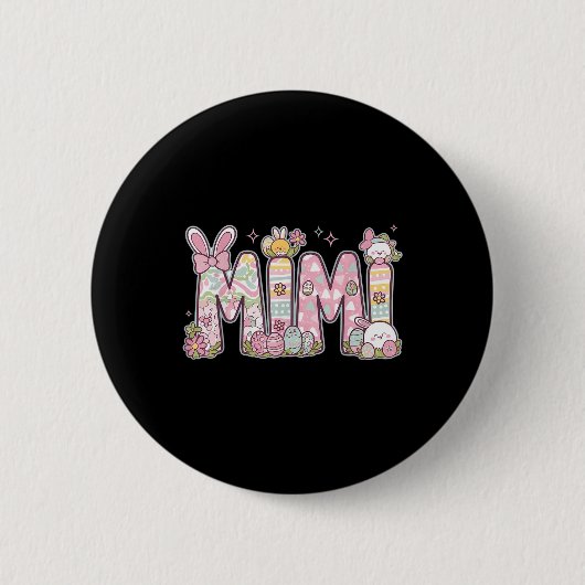 Mimi Oaster Coquette Bow Happy Oaster Bunny Rabbit Button (Vorderseite)