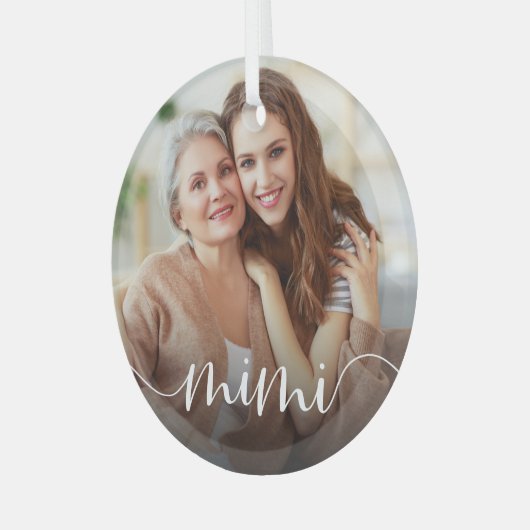 Mimi Oma Script Overlay Ornament Aus Glas (Vorderseite links)