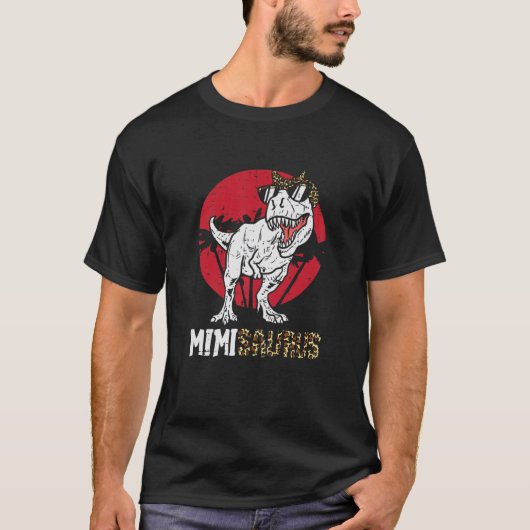Mimi Saurus Trex Funny Mütter Day Dinosaurier T-Shirt (Vorderseite)