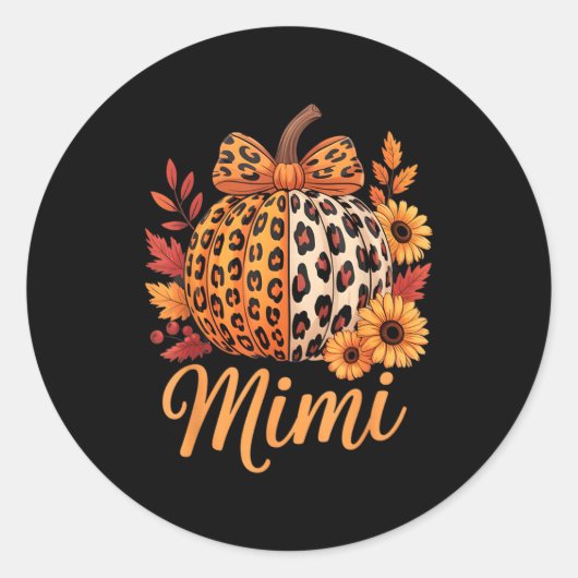 Mimi Thanksgiving Leopard Pumpkin Sunflower Coquet Runder Aufkleber (Vorderseite)