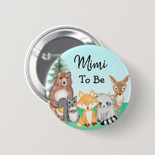 Mimi To Be | Woodland Creatures Baby Shower  Button (Vorne & Hinten)