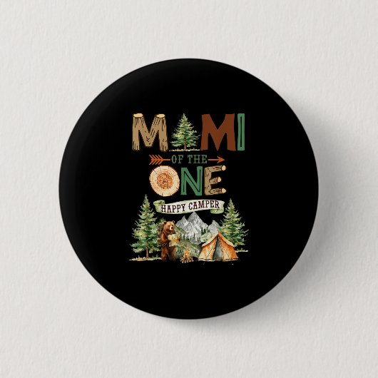 Mimi vom glücklichen Camper 1. Geburtstag Camping  Button (Vorderseite)